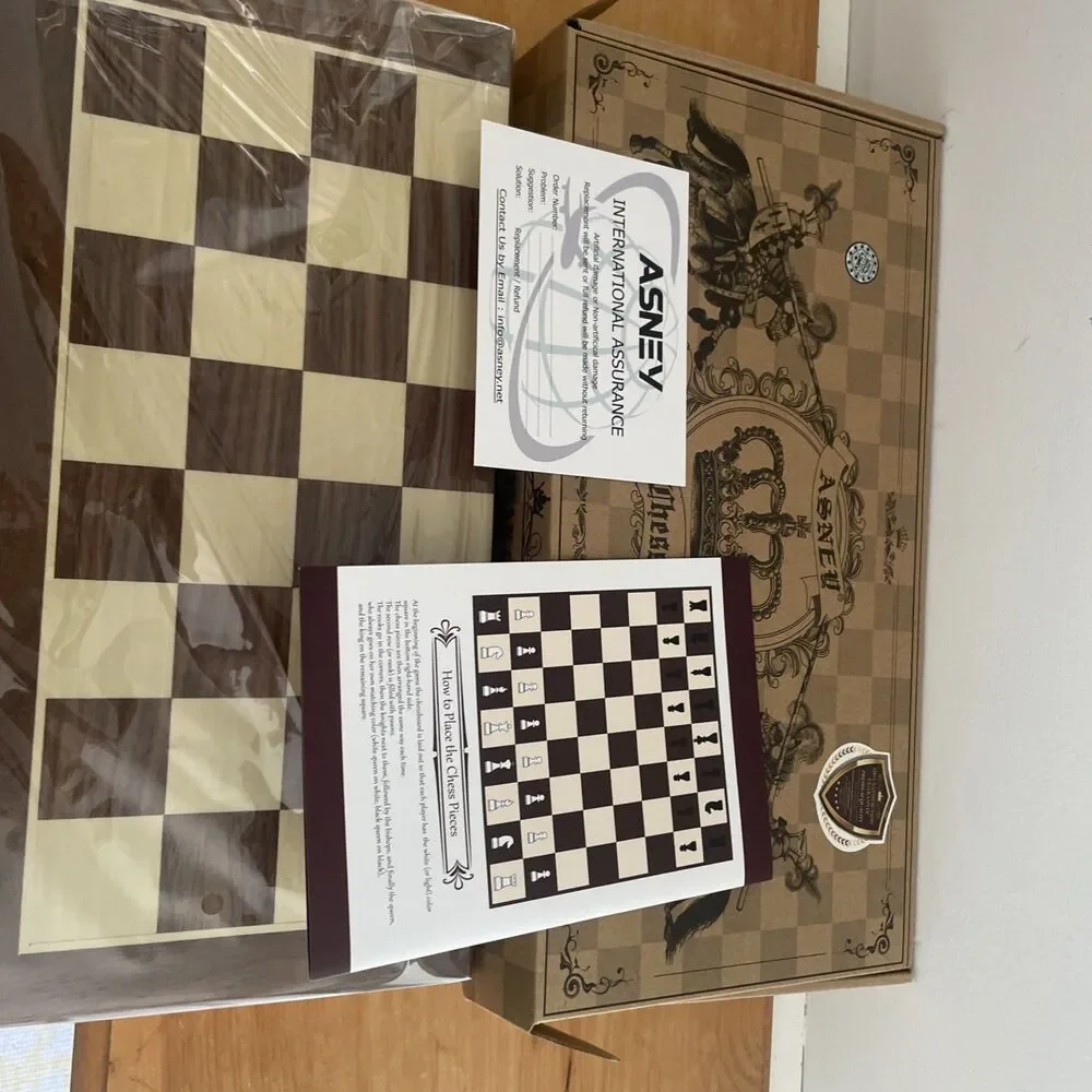 ASNEY Upgraded Magnetic Chess Set, 12” X 12” Folding Wooden Chess Set New Unopen